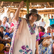 Dr. Lourdes Grollimund with the women